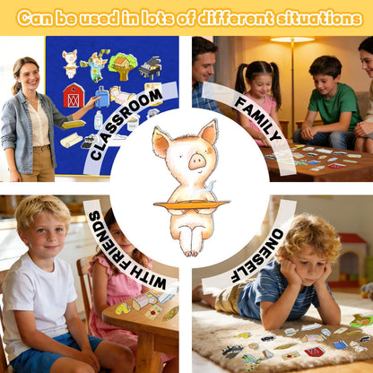 Thryvomniq If You Give a Pig a Pancake Story Time Felt Toys Felt Board Story Sets Performance Props Kindergarten Storytelling Learnning Activity