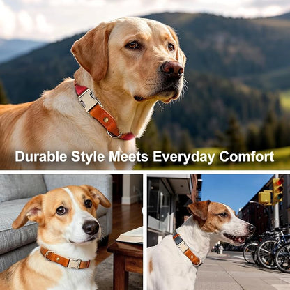 Plutus Pet Genuine Leather & Hemp Dog Collar – Adjustable Heavy Duty Pet Collar with Quick Release Metal Buckle, Soft & Stylish for Puppy and Small, Medium, Large Dogs (Green, M)