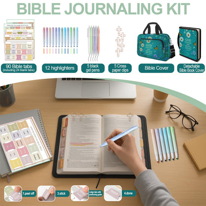 IBOVODI Daisy Bible Cover Case for Women, Vintage Floral Large Bible Bag Carrying Case, Bible Study Supplies Bible Journaling Kit Book Carrying Case with Bible Highlighters Tabs Pens Cross Clips