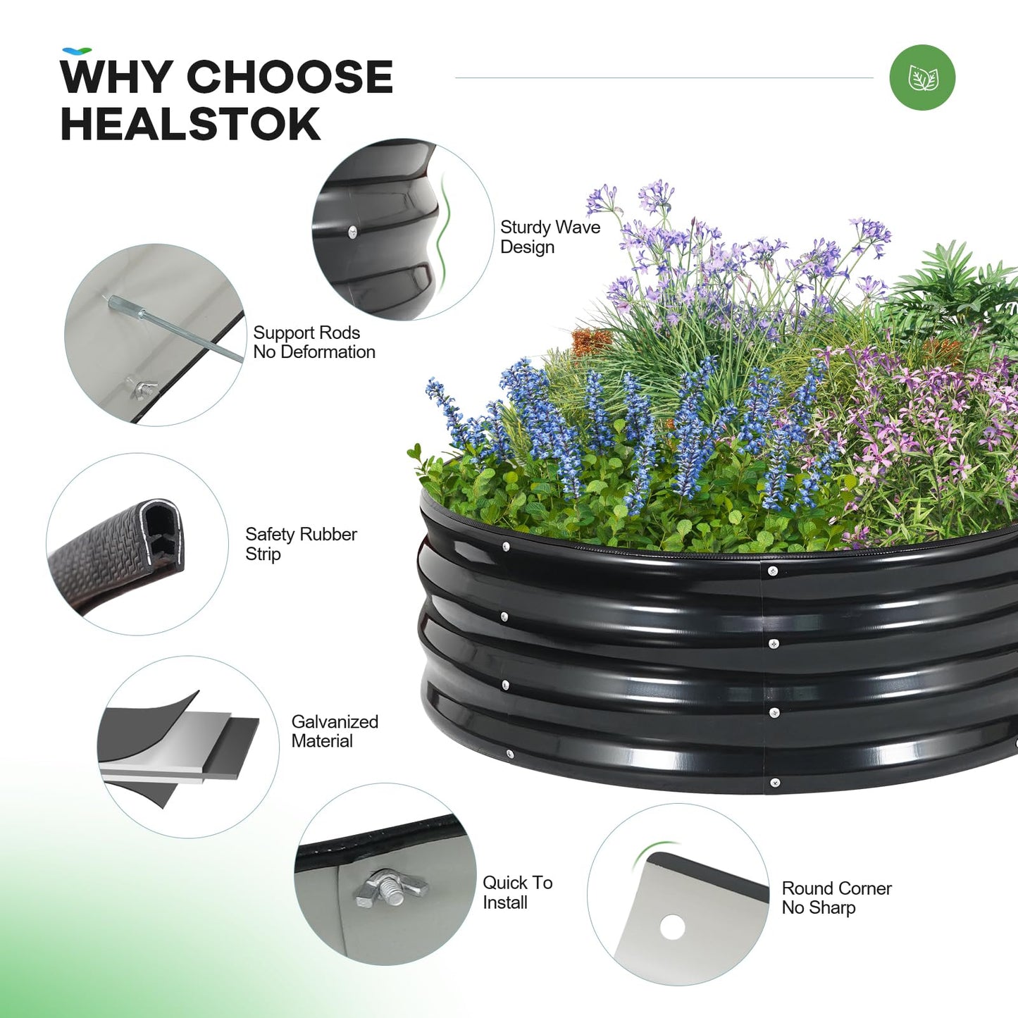 HEALSTOK Galvanized Raised Garden Beds Outdoor, 6x3x1ft Oval Metal Raised Beds for Gardening, Rust-Resistant Garden Planter Box for Planting Vegetables, Flowers, Fruits in Backyard, Patio, Lawn(Grey)