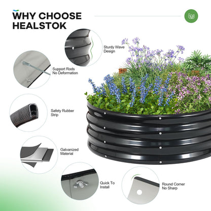 HEALSTOK Galvanized Raised Garden Beds Outdoor, 6x3x1ft Oval Metal Raised Beds for Gardening, Rust-Resistant Garden Planter Box for Planting Vegetables, Flowers, Fruits in Backyard, Patio, Lawn(Grey)