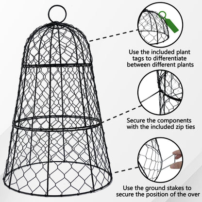 XMxoTxo 6 Packs 11.4" D x 17.7" H Garden Cloches for Plants,Upgraded Triple Combination,Rustproof Chicken Wire Cloches Flip-Top Design,Plant Protectors from Animals,Ideal for Outdoor Plant Protection