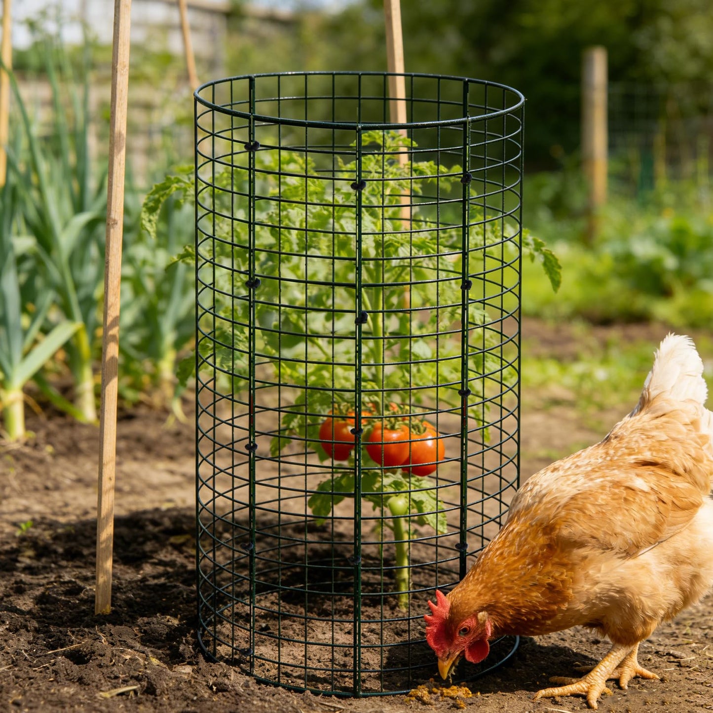 36 Packs 23.6" H Large Wire Plant Protectors Cages to Keep Animals Out,Mesh Plant Cage Chicken Wire Cloche with Ground Stakes and Nylon Ties Protect Plants,Garden,Shrubs,Vegetables(Set of 12)