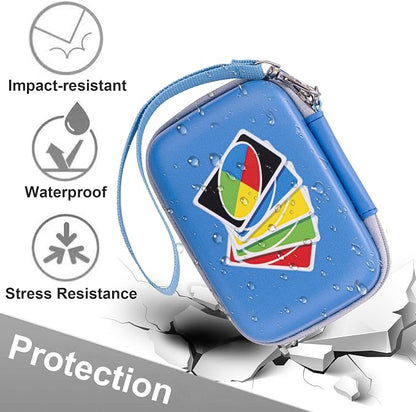 Leayjeen Cards Case Compatible with Skip BO/UNO/Pokemon/Phase 10 Card Game,Fits Up to 108 Cards,Carrying Storage Bag for Travel-Blue(Case Only)