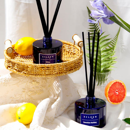 Reed Diffusers Set, 3.7 Oz Scent Diffuser, 6 Reed Diffuser Sticks, Home Fragrance Hyacinth, Peony & Citrus, Aromatherapy Oil Diffuser Reeds, More Masculine Scent, Bathroom & Office Decor 110ml