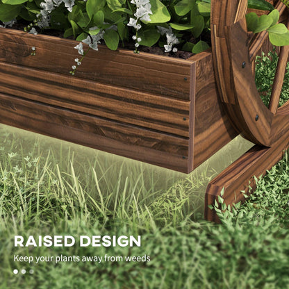 ZAVEROX 3-Tier Solid Wood Wagon Planter Box Raised Garden Bed Dimensions 25x21x24 Sturdy Exceptionally Durable Beige Brown Finish