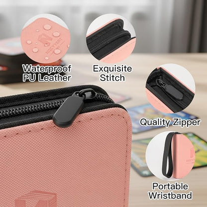 Trading Card Binder,Trading Card Binder, Mini 1-Pocket Trading Card Binder with 20 Pages, Portable Card Album Holds 40 Cards for TCG, MTG, Sports Cards & Game Cards etc(Pink)