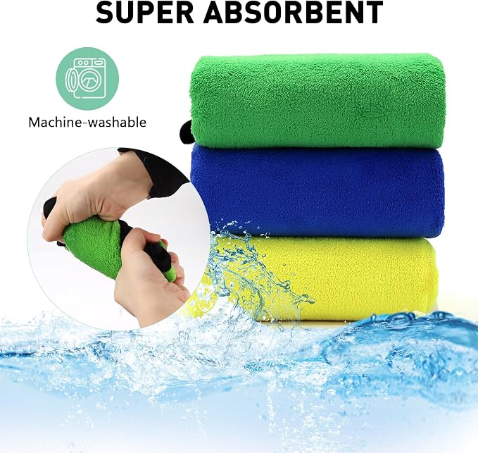 3 Pcs Dog Bath Towel Super Absorbent Puppy Drying Towel Microfiber Pet Grooming Towels for Medium Small Dogs Quick Dry Doggy Blanket, 40''x20''