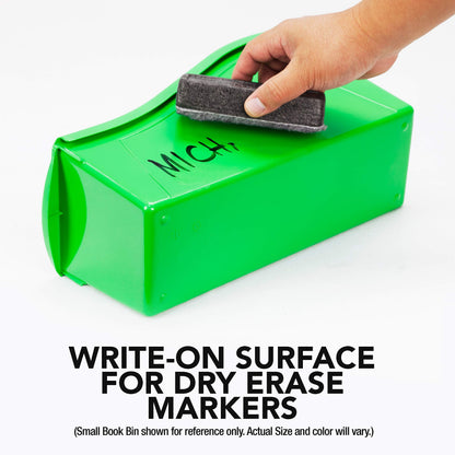 Storex Small Book Bin – Interlocking Plastic Organizer for Home, Office and Classroom, Green, 6-Pack (71111U06C)