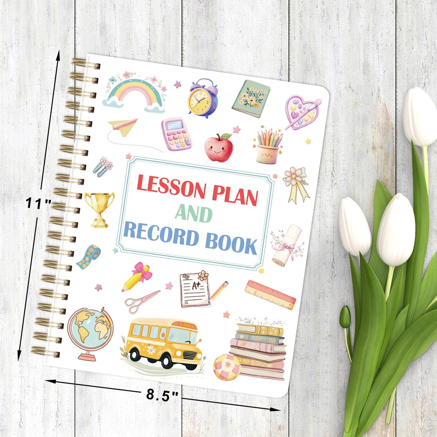 Ceiba Tree Undated Teacher Planner Lesson Planner and Record Book 8.5x11 inch Gradebook Attendance Book 10 Months 50 Weeks Lesson Plan 5 Sheet Teacher Planner Stickers