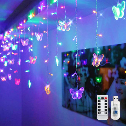 Cynzia Butterfly Curtain Lights, 48 LED Twinkle String Light, USB Powered, 4.9FT, Multicolor, Model 48BSL