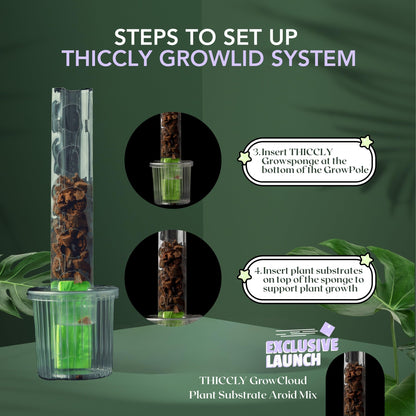 THICCLY Medium GrowLid 5 Pcs (Royal Blue) - Self Watering Clear D-Shaped Plastic Moss Pole Hydroponics Growing System Kratky Hydroponic Kit Moss Pole Monstera Plant Support Philodendron and Anthuriums