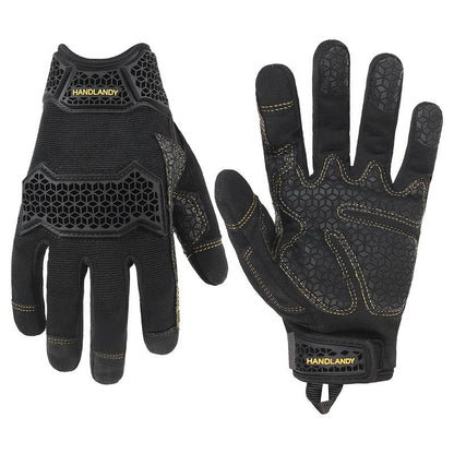 HANDLANDY Work Gloves for Men & Women, Utility Mechanic Working Gloves Touch Screen with Grip, Impact Tactical Gloves for Outdoor Activity (Large, 1 Pair)