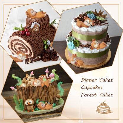 12 Pieces Deer Figurines Cake Toppers for Baby Shower Woodland Animal Deer Topper Cute Doe Fawn Cake Ornaments Decorations for Birthday Wedding Anniversary Party