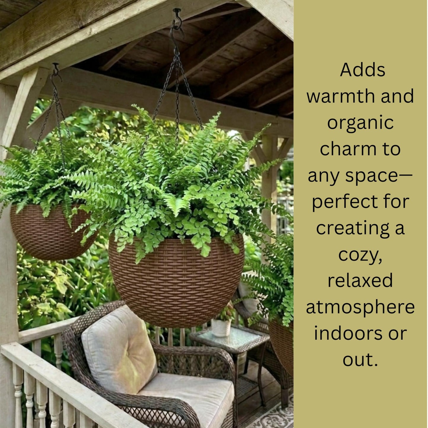 LaLaGreen Bundle- 4 Pack, 11 Inch Self Watering Hanging Basket + 2 Pack, 24 Inch Metal Basket with Coco Liner Wall Mount Fence Rail Planter Round Plastic Flower Pots Balcony Porch Patio Outdoor Garden