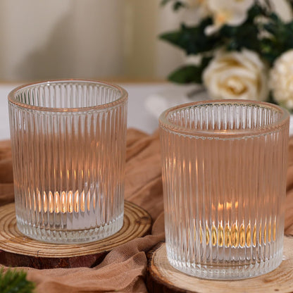 6 Pack Large Votive Candle Holders, 2.8x3.3in Clear Glass DIY Wax Filling Romance Tealight Candle Holders Wedding Decor, Tea Lights Candles Holder for Table Centerpieces (6)