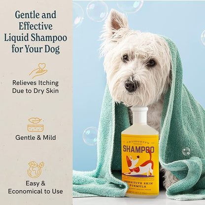 J.R.LIGGETT'S Liquid Dog Shampoo for Sensitive Skin, Natural Canine Cleanser with Aloe Vera and Colloidal Oatmeal, Hypoallergenic Formula, Detergent-Free, 8.45 fl oz