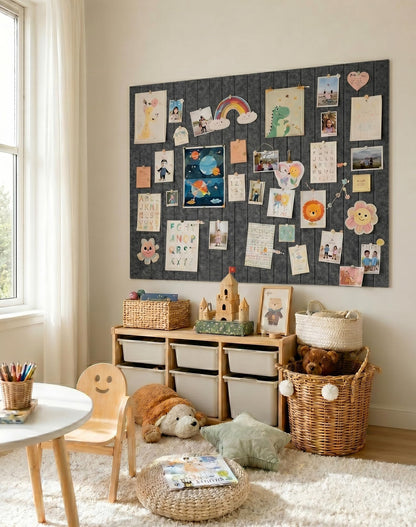 Aothia 12-Pack Felt Bulletin Board Tiles - 48x36 Modular Pin Board for Walls, 0.2" Thick Cork Board Alternative for Office & Classroom, 70 Adhesive Tabs & 40 Pushpins Included (Charcoal Gray)
