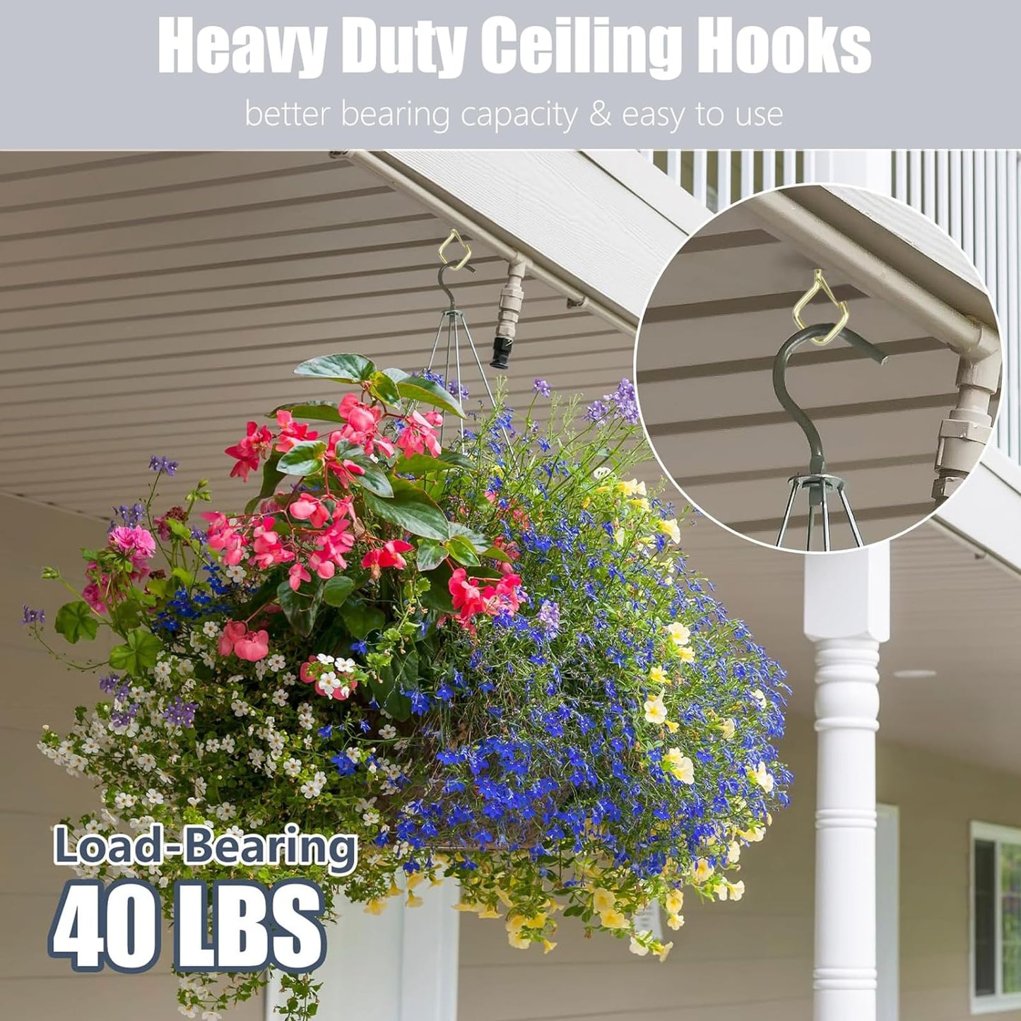 Sexoeie 35PCS Eye Screw Hooks for Hanging Heavy Duty with Safety Buckle.Metal Ceiling Hooks for Hanging Plants,Cup,Wind Chime,Bird Feeders,String Lights at Indoor&Outdoor,2.36 Inches Gold