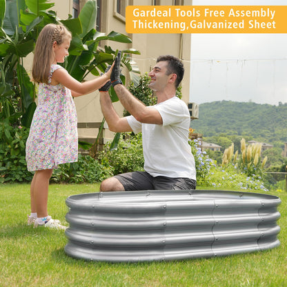 Gardeal Garden Galvanized Raised Garden Bed Kit - Metal Planter Box for Vegetables/Herbs/Flowers, Heavy-Duty Steel Outdoor Planter with Reinforced Edges (4x2x1 FT)