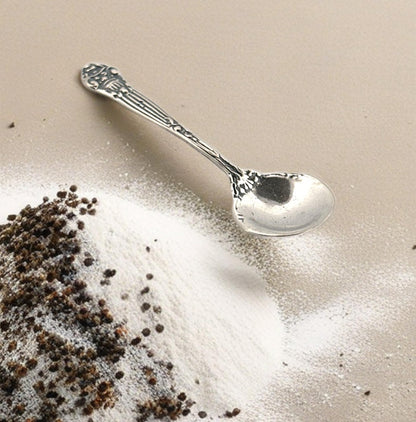 925 Sterling Silver Small Salt Spoon - Premium Quality 2.1" Regal Spoon - Beautiful Flower Designed Handle - Gift for Culinary Enthusiasts