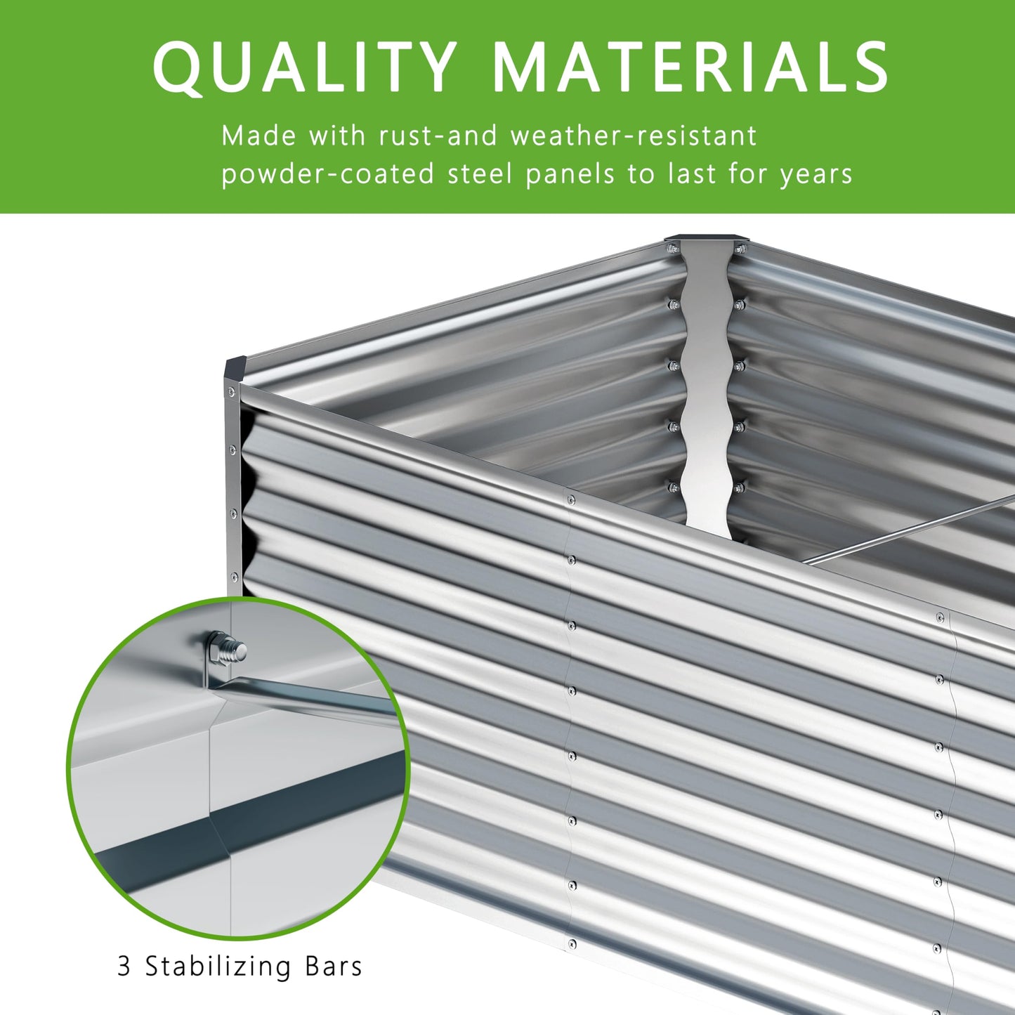 Nedenyou 4x2x2FT Galvanized Raised Garden Bed,Planter Raised Beds-Metal Garden Box,Large Plant for Outdoor Planting, Vegetables Bed，Flower,herb-Silver
