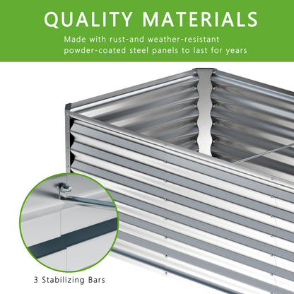 Nedenyou 4x2x2FT Galvanized Raised Garden Bed,Planter Raised Beds-Metal Garden Box,Large Plant for Outdoor Planting, Vegetables Bed，Flower,herb-Silver