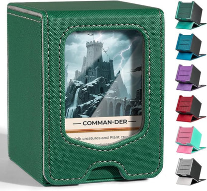 Fabmaker Deck Box Compatible with MTG Commander, (patent Pending) Magnetic Trading Card Storage Box with Comman-der, Fits 100 Double-Sleeved Cards, Card Box Compatible with Magic the Gathering