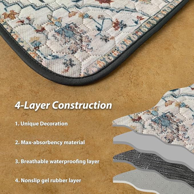 nunubaby Washable Pee Pads for Dogs, Stylish, Non-Slip and Leak-Proof Pee Pads. Reusable Potty Pads for Dogs for Crates and Floors.(Beige/Floral, 48" x48" )