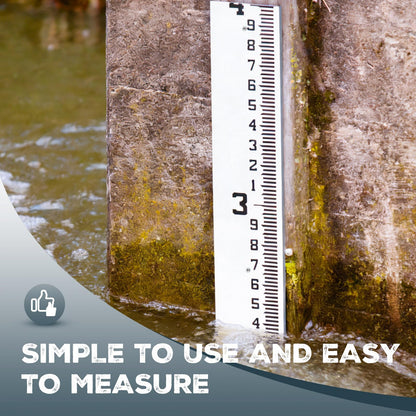 Tellegloww 4" Wide Staff Stream Gauge (100ths/10ths/feet) Fiberglass Water Snow Depth Gauge Ruler Style All Weather Water Level Indicator Tool Rust-resistant(0-4 Feet)