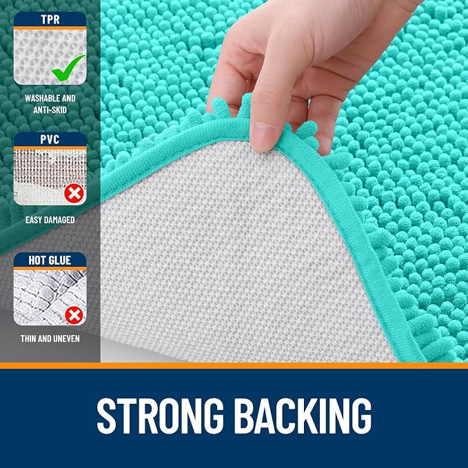 OLANLY Large Bathroom Rugs 47x32, Extra Soft Absorbent Chenille Bath Rugs, Rubber Backing Quick Dry, Machine Washable Bath Mats for Bathroom Floor, Tub and Shower, Home Decor Accessories, Teal