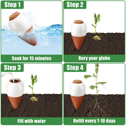 Terracotta Watering Spikes, 4 Pack Ollas Self Watering Globes, Slow Release Self Watering Planter Insert, Plant Watering Globes for Indoor and Outdoor Plants