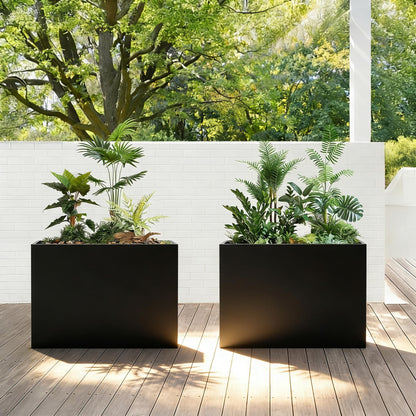 R.Wisem Outdoor planters for Porch Outdoor Tall Planter Box Black Metal Privacy Screen Planter Box Tall Rectangular Narrow Large Big Patio Porch Planter for Outdoor Plants