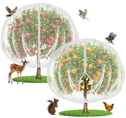 10'x10' Fruit Tree Netting Cover with Zipper and Drawstring, Ultra-Fine Mesh Garden Plant Insect Pest Net Barrier Protection Covers to Prevent Squirrel Bird Deer Cicadas Bag for Blueberry Tomato-2pcs