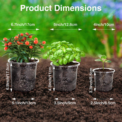 The Bundle of Bonviee 5 Packs Seed Starter Tray with Grow Light and 36 Packs Variety Sizes Clear Nursery Pots
