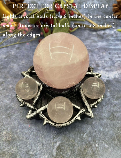 CCOTIKOSEE Pentacle Altar Crystal Ball Holder, Tealight Tray for Astrology Ritual Alter Witch Decor, Plate Witchcraft for Wiccan Tarot Supplies