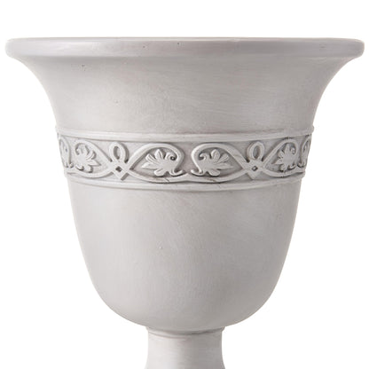 Christopher Knight Home Sical Round Concrete Planter Set of 2, 2 Pack Garden Flower Pot with Drainage Hole, MGO Patio Urn Planter for Outdoor Plants, Outdoor Planter Box, No Assembly, Antique White