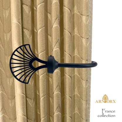 ARNORX Palma Leaf Curtain Holdbacks, Set of 2, Decorating Drapery Tie Backs, Hooks (Black)