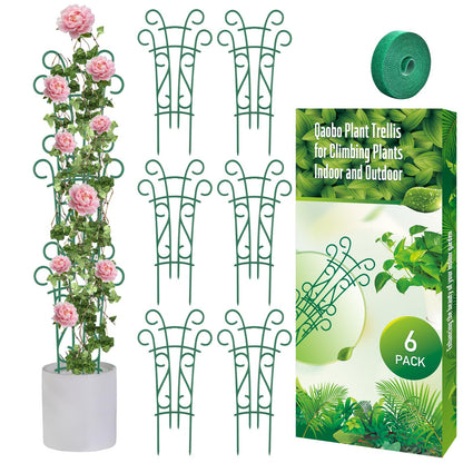 Qaobo 6 Pack Indoor Plant Trellis for Potted Plants, Stackable Garden Trellis for Climbing Plants Outdoor, Small Trellis for Houseplants Rose Hoya Pothos Plant Climber Support