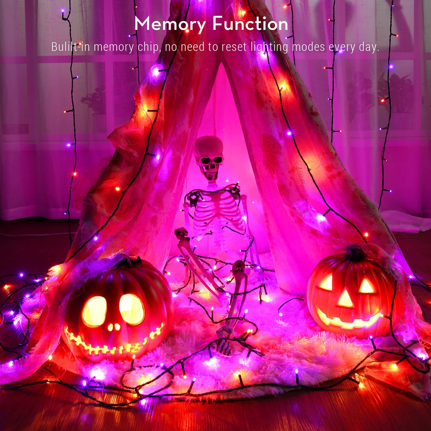 Brizled Halloween Lights, 262.46FT 800 LED Halloween Lights, Mini Purple Light 8 Modes Waterproof, Plug in Orange LED String Light for Outdoor Indoor Thanksgiving Party Decor (Orange & Purple)