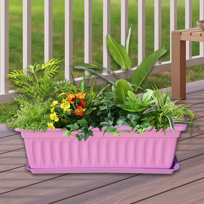Sdlnklm Rectangular Planter Box for Gardening on Balcony Or Deck, Purple