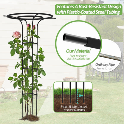 Trellume Trellis for Climbing Plants Outdoor, 70.9 Inch Mushroom Top Trellis for Climbing Plants, Metal Plant Support for Potted Plants Climbing Vine Rose Clematis Vegetable Trellis (2 Pack)