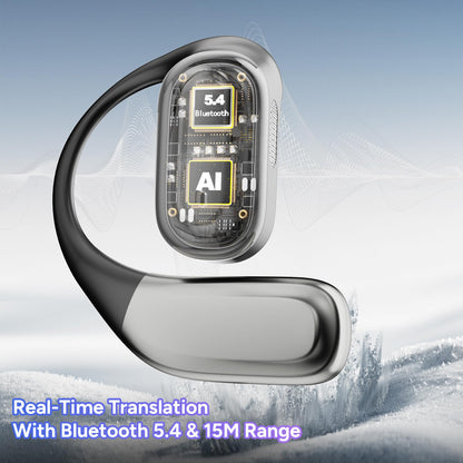 TEEPOCH AI Language Translator Earbuds,OWS Real-Time 4-in-1 Translation Earbuds 144 Languages & Accents, Bluetooth 5.4 Translation Device for Travel/Business/Learning (Grey+Black)