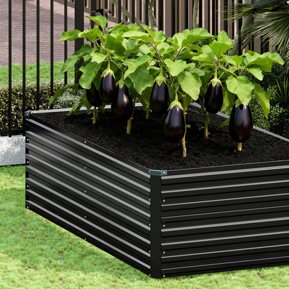 Vengarus 6x3x2FT Galvanized Raised Garden Bed Kit, Deep Root Planter Box Outdoor Large Planter Raised Beds for Planting Flowers,Vegetables and Herbs-Black