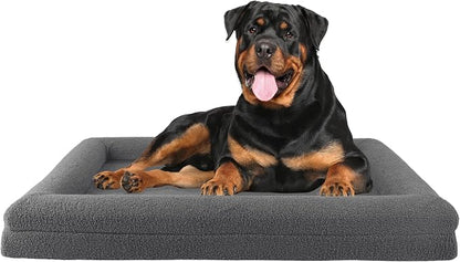 Orthopedic Dog Bed - 45x36 Inch Large Dog Bed with Supportive Bolster, Nonslip Bottom, and Removable Washable Cover - Memory Foam Pet Beds for Large Dogs - Pet Products by PETMAKER (Gray)