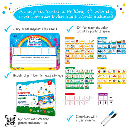 Simply Magic 1047 PCS Poetry Magnets for Kids & 104 PCS Sentence Building for Kids