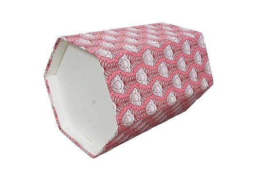 Generic 3.3 Gallon Cotton Hand Block Printed Paper Waste Basket |Small Decorative Trash Can for Housewarming Gifts in Living Room, Bedroom, Bathroom | Eco-Friendly, Plastic-Free (1, PINK LOTS)