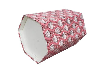 Generic 3.3 Gallon Cotton Hand Block Printed Paper Waste Basket |Small Decorative Trash Can for Housewarming Gifts in Living Room, Bedroom, Bathroom | Eco-Friendly, Plastic-Free (1, PINK LOTS)
