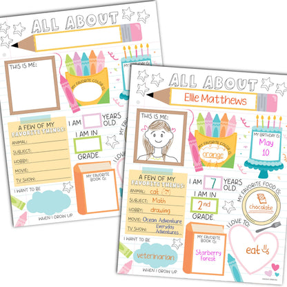 Hadley Designs All About Me Posters for Classroom Must Haves - 20 Star Student Poster, 100 Days of School Items, Star of The Week Poster Elementary Classroom Decor, End of School Year Teacher Supplies