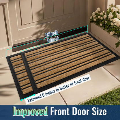 BEHERO Door Mat Outdoor Entrance, 30.5"x17" Extra Durable Front Door Mat Outside, Heavy Duty Welcome Mat for Outside Entry, Back Door Mats Non Slip, Waterproof All-Season Doormats, Yellow